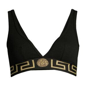 Versace Women's La Greeca Stripe Bi-Stretch Black Bra Versace sz 2 US S IT 40